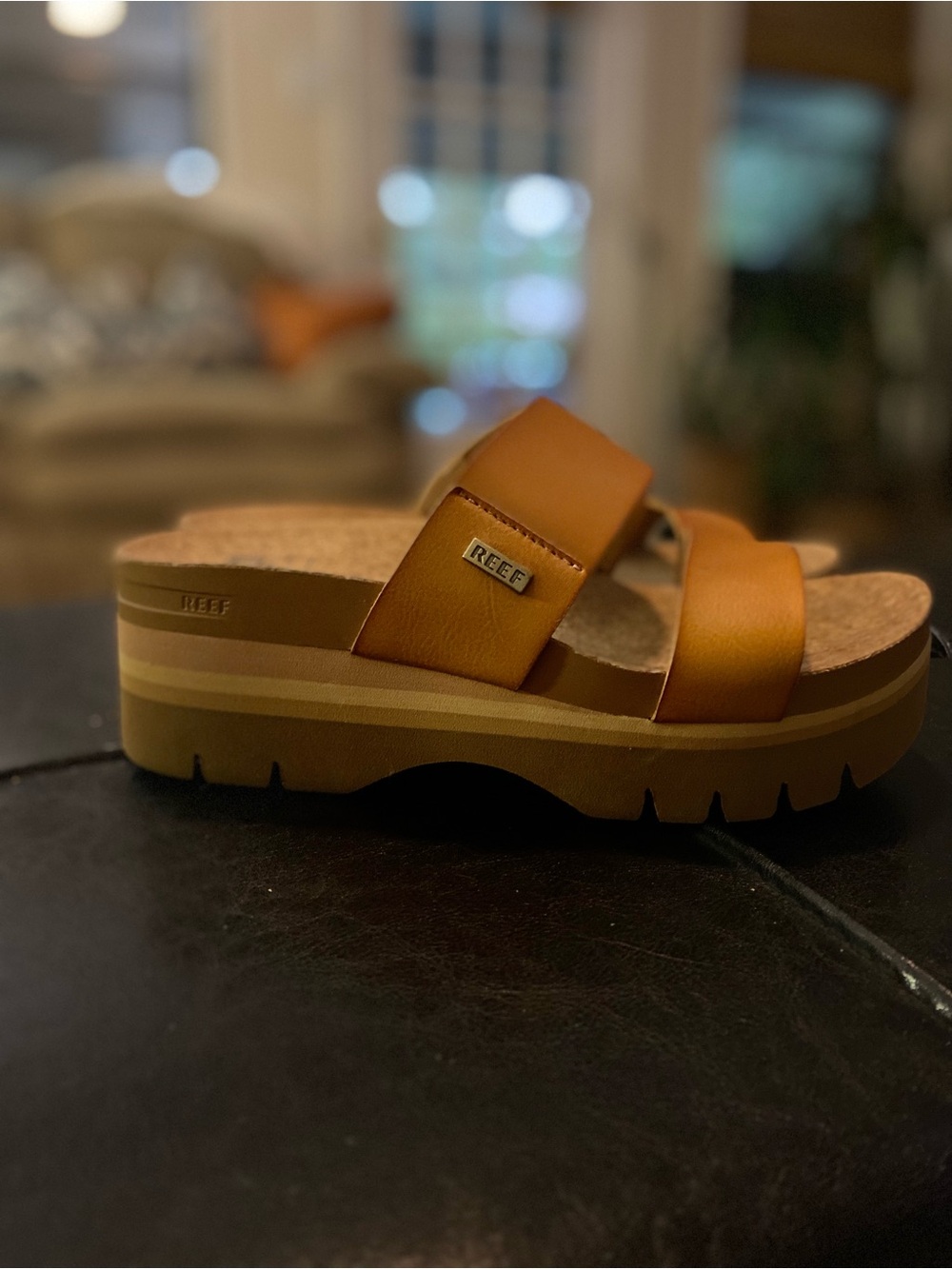 Reef Women's Cognac Double-Strap Platform Slide - Picture 7 of 11